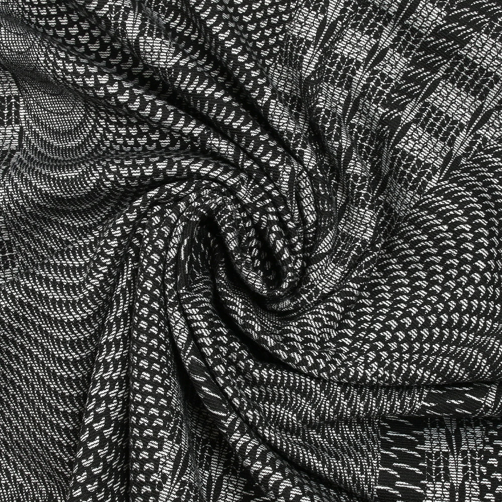 Maille Milano polyviscose ondes fantaisies fond noir - Image 2