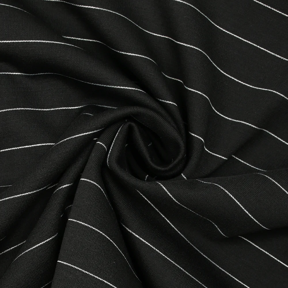 Maille Milano polyviscose rayure 23 mm fond noir - Image 2