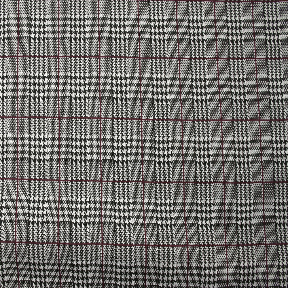 Maille Milano prince-de-galles ligne lie de vin fond noir et blanc - Image 4