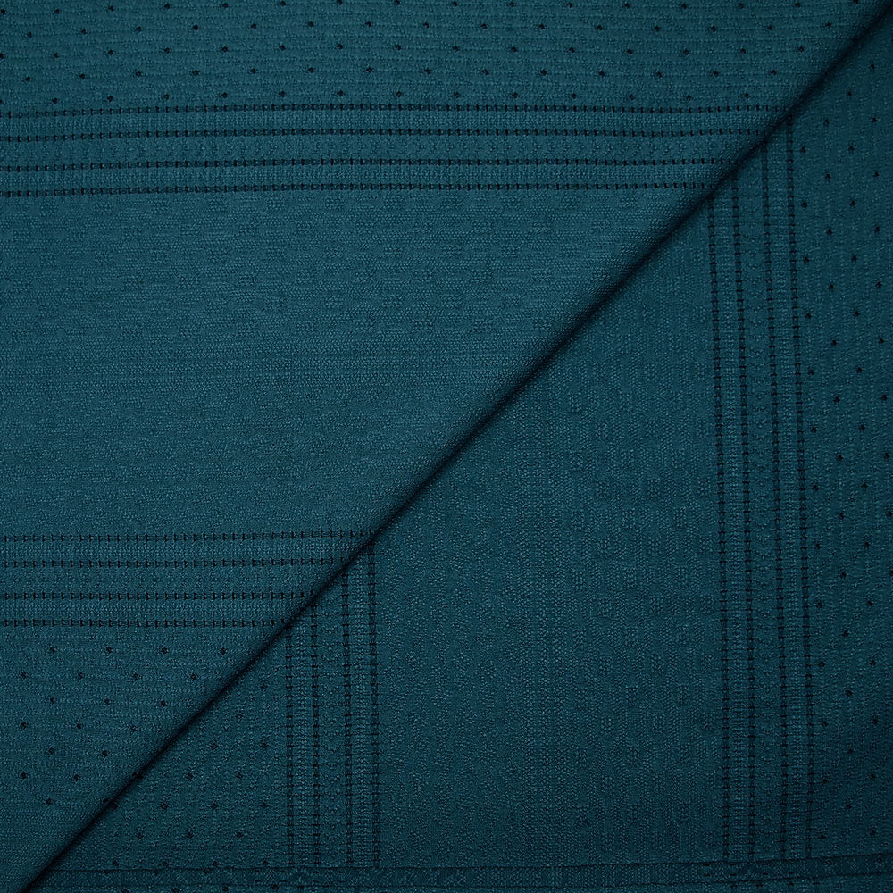 Maille polyester Paula ajourée et texturée bleu pétrole