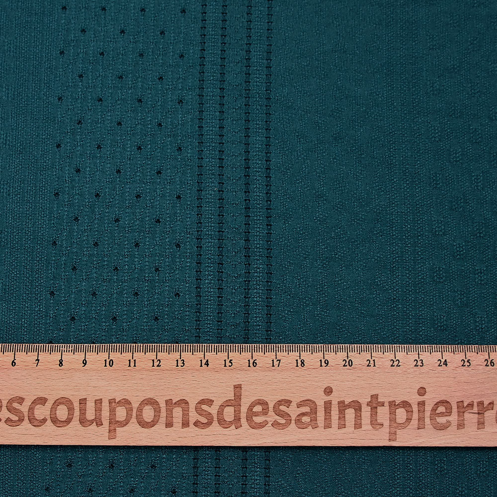 Maille polyester Paula ajourée et texturée bleu pétrole - Image 3