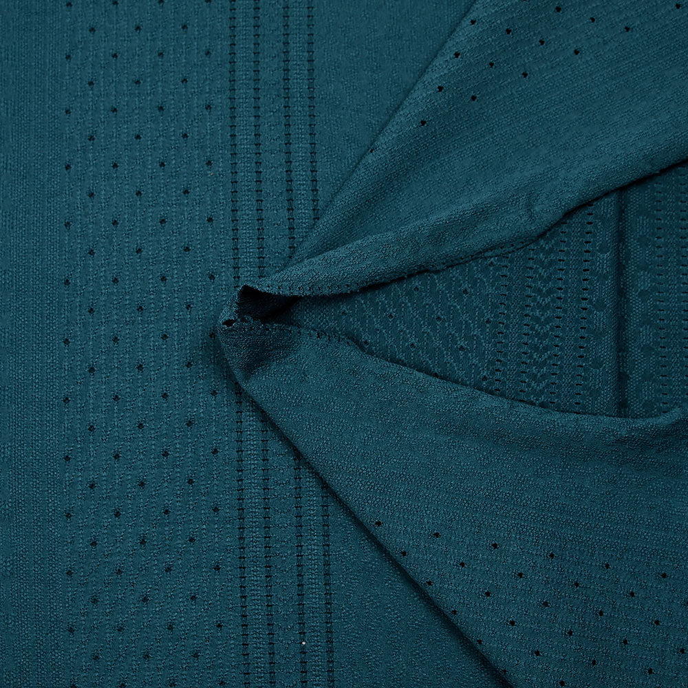 Maille polyester Paula ajourée et texturée bleu pétrole - Image 5
