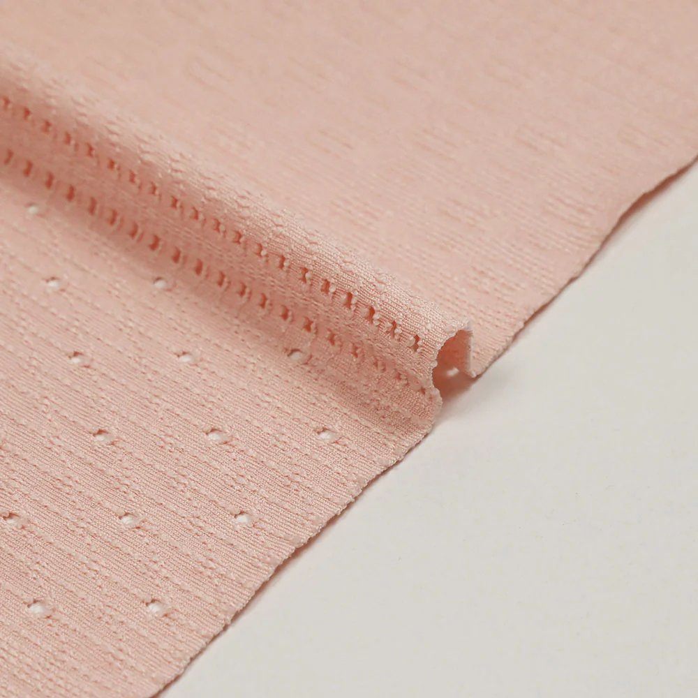 Maille polyester Paula ajourée et texturée rose - Image 6