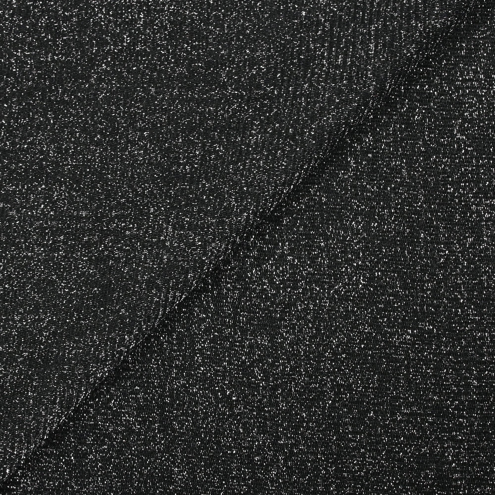 Maille résille Lurex argent fond noir