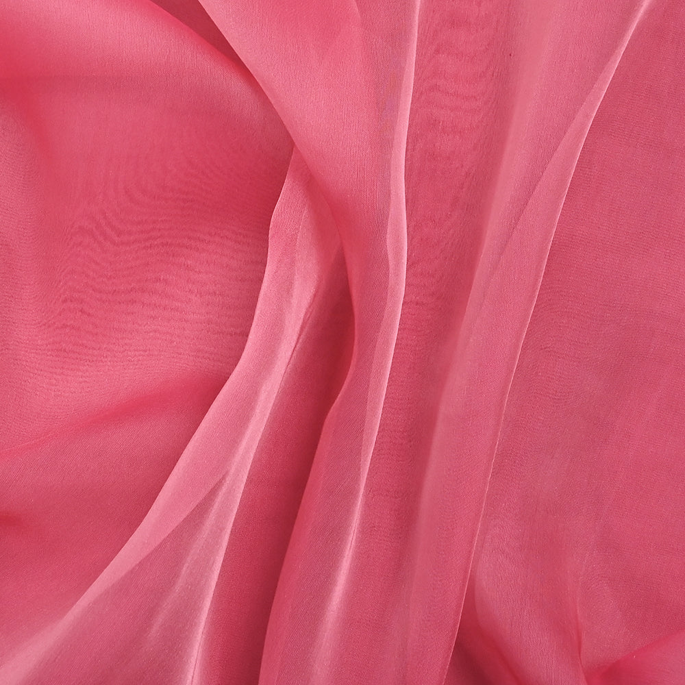 Mousseline 100% soie unie framboise changeant fuchsia - Image 3