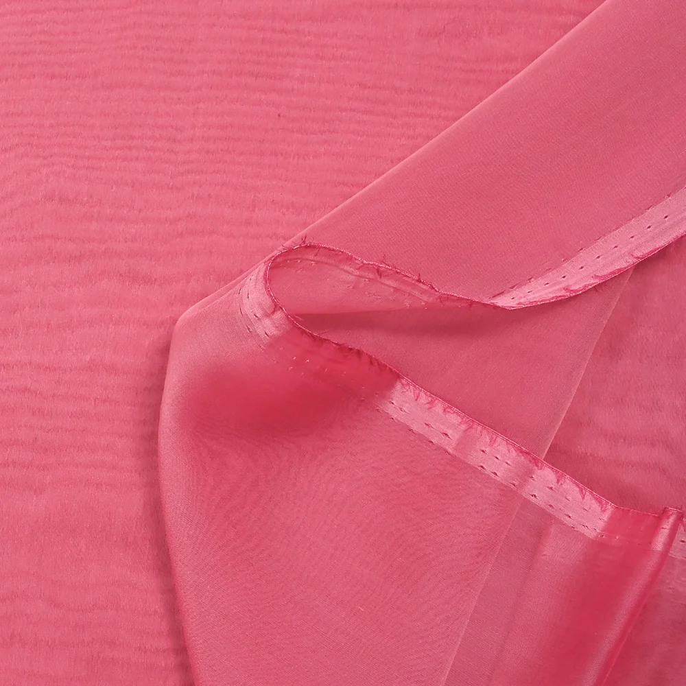 Mousseline 100% soie unie framboise changeant fuchsia - Image 4