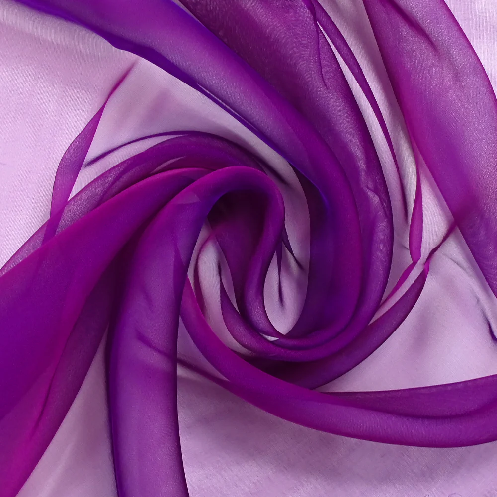 Mousseline 100% soie unie magenta changeant violet - Image 2