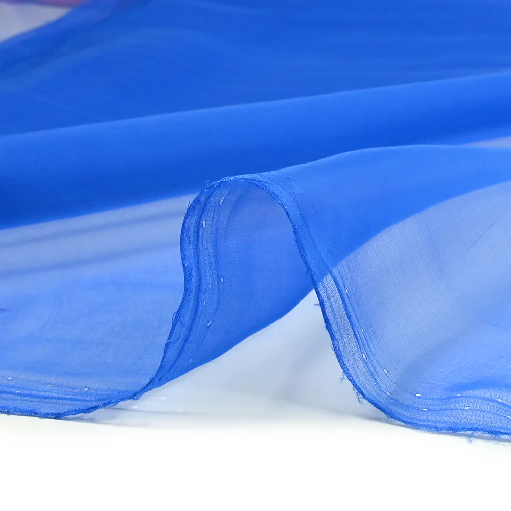 Mousseline de 100% soie bleu roi - Image 4