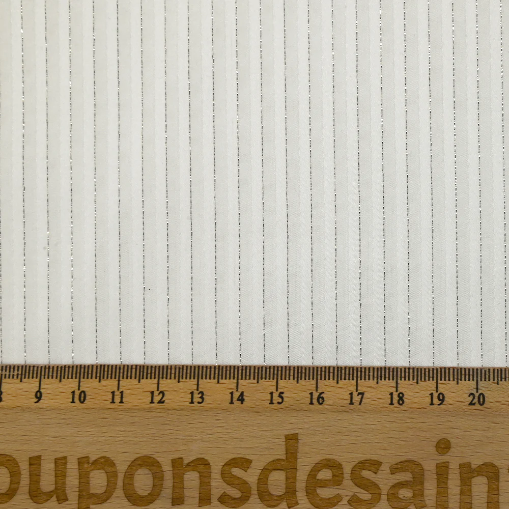 Mousseline imprimée bande satinée Lurex blanc - Image 3
