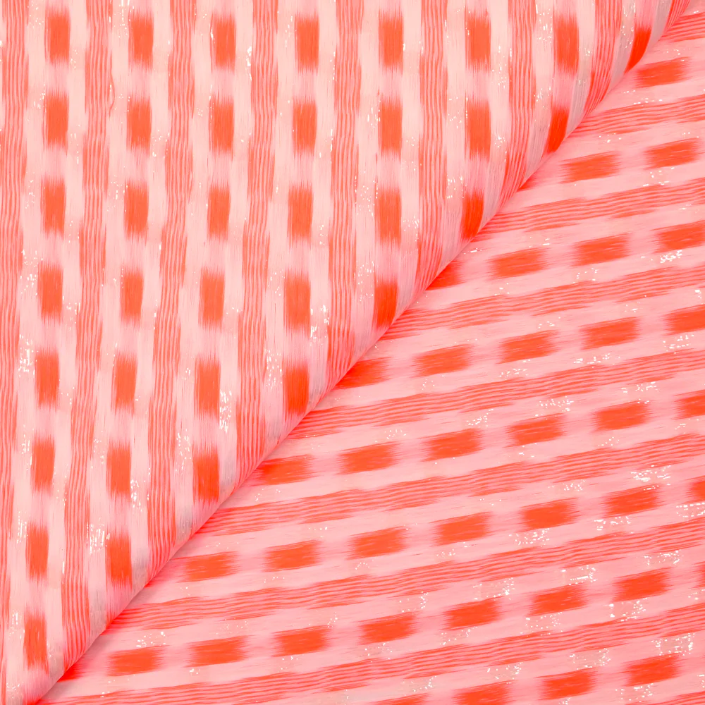 Organza de soie mélangée et Lurex fantaisie orange fluo