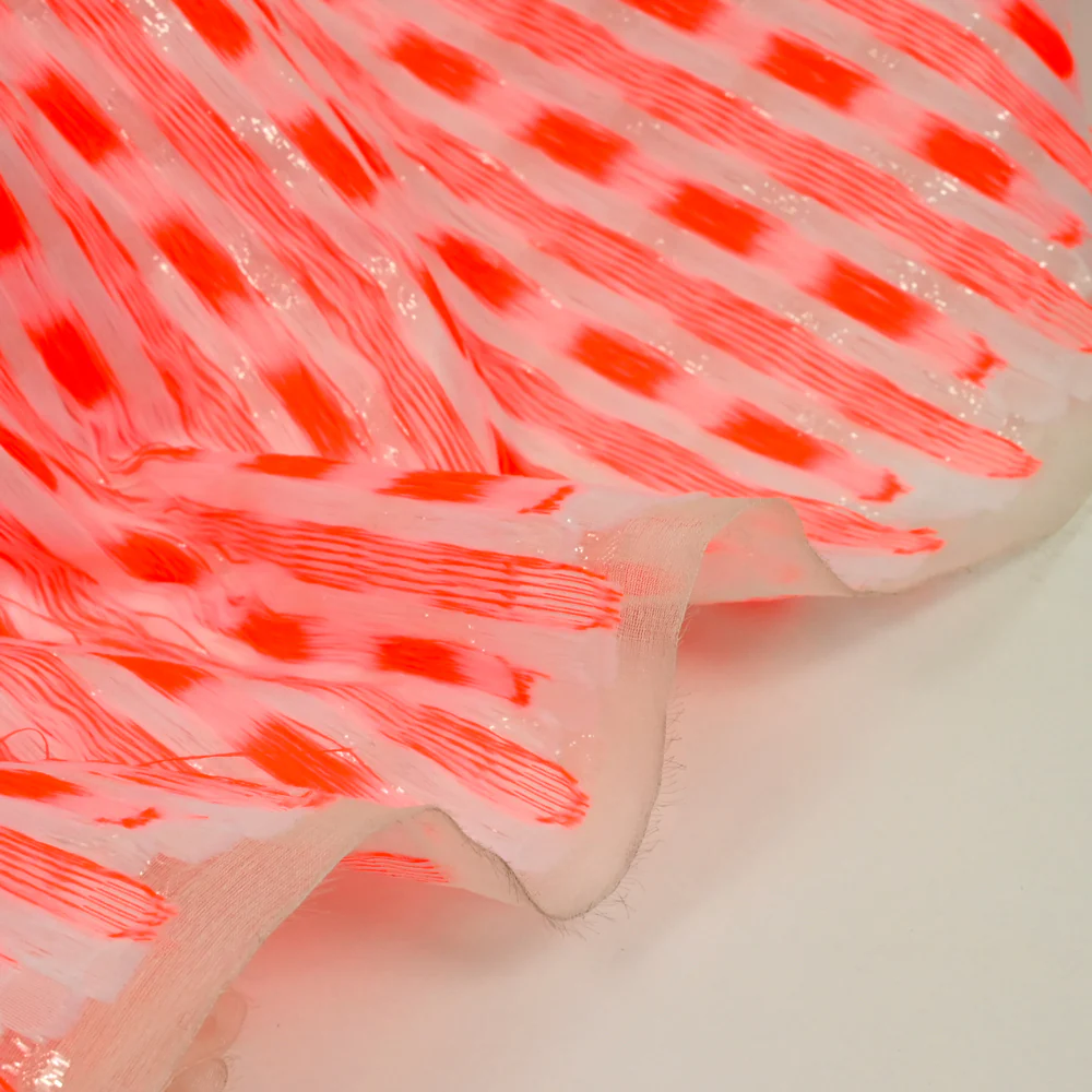 Organza de soie mélangée et Lurex fantaisie orange fluo - Image 5