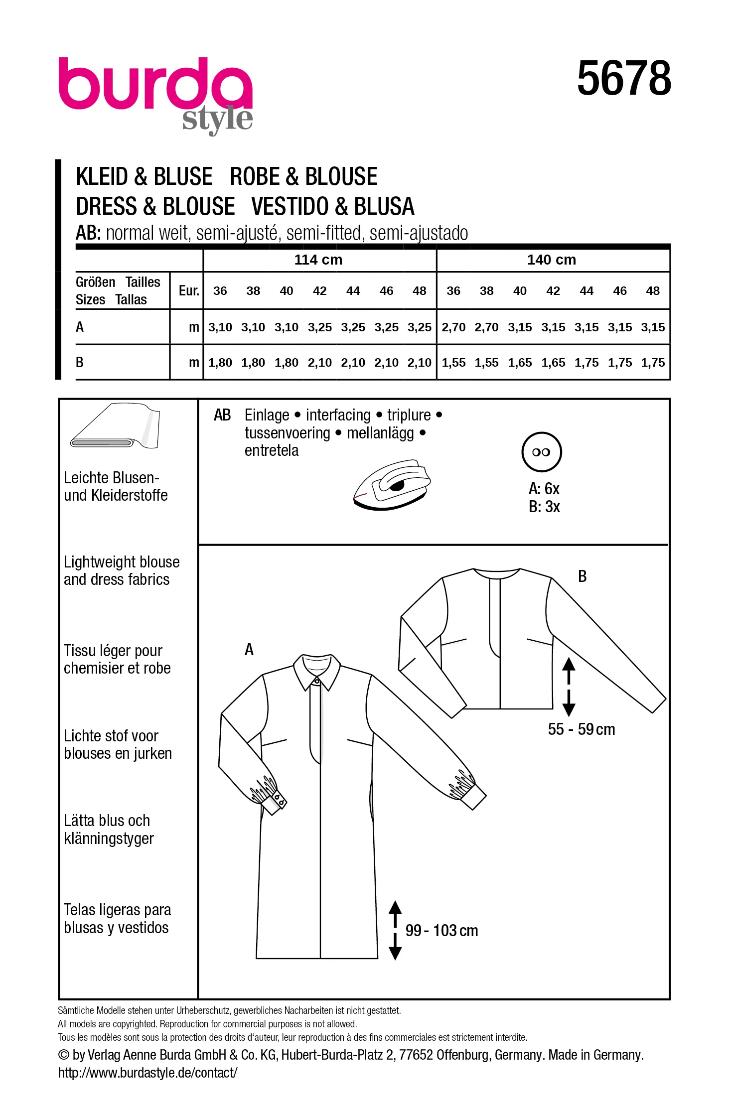 Patron Burda n°5678 : Robe & Blouse - Image 3