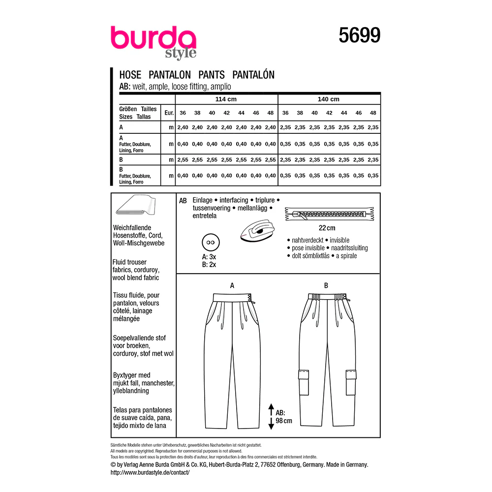 Patron Burda n°5699 : Pantalon - Image 7