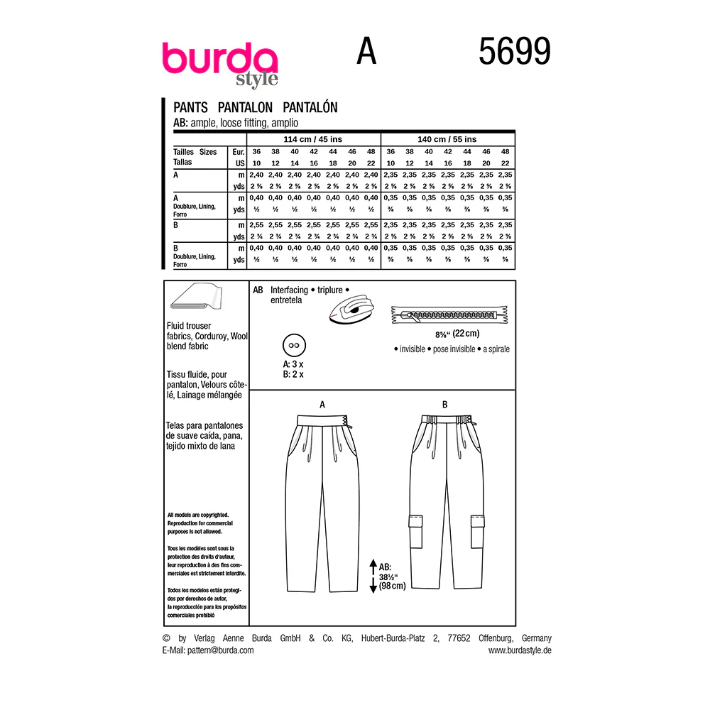 Patron Burda n°5699 : Pantalon - Image 8