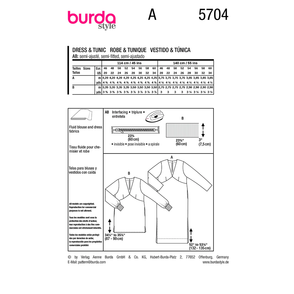 Patron Burda n°5704 : Robe & tunique - Image 7