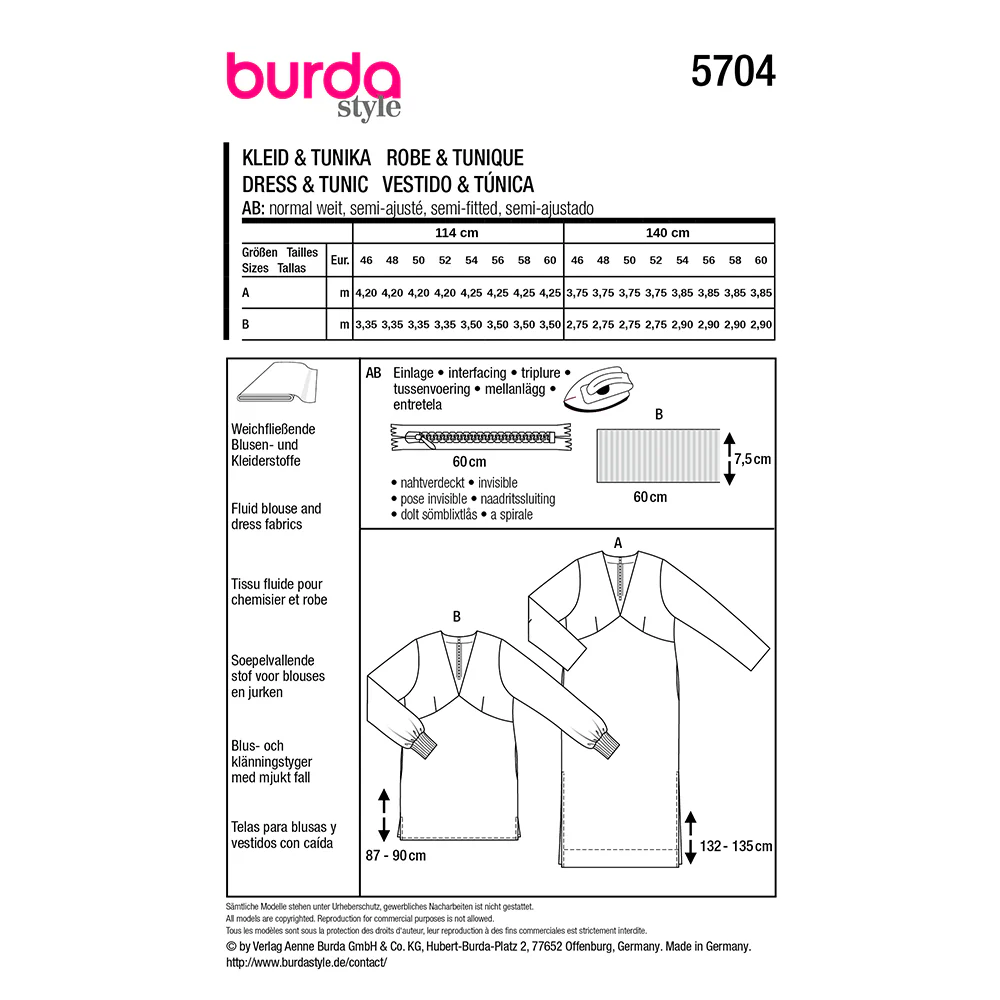 Patron Burda n°5704 : Robe & tunique - Image 8