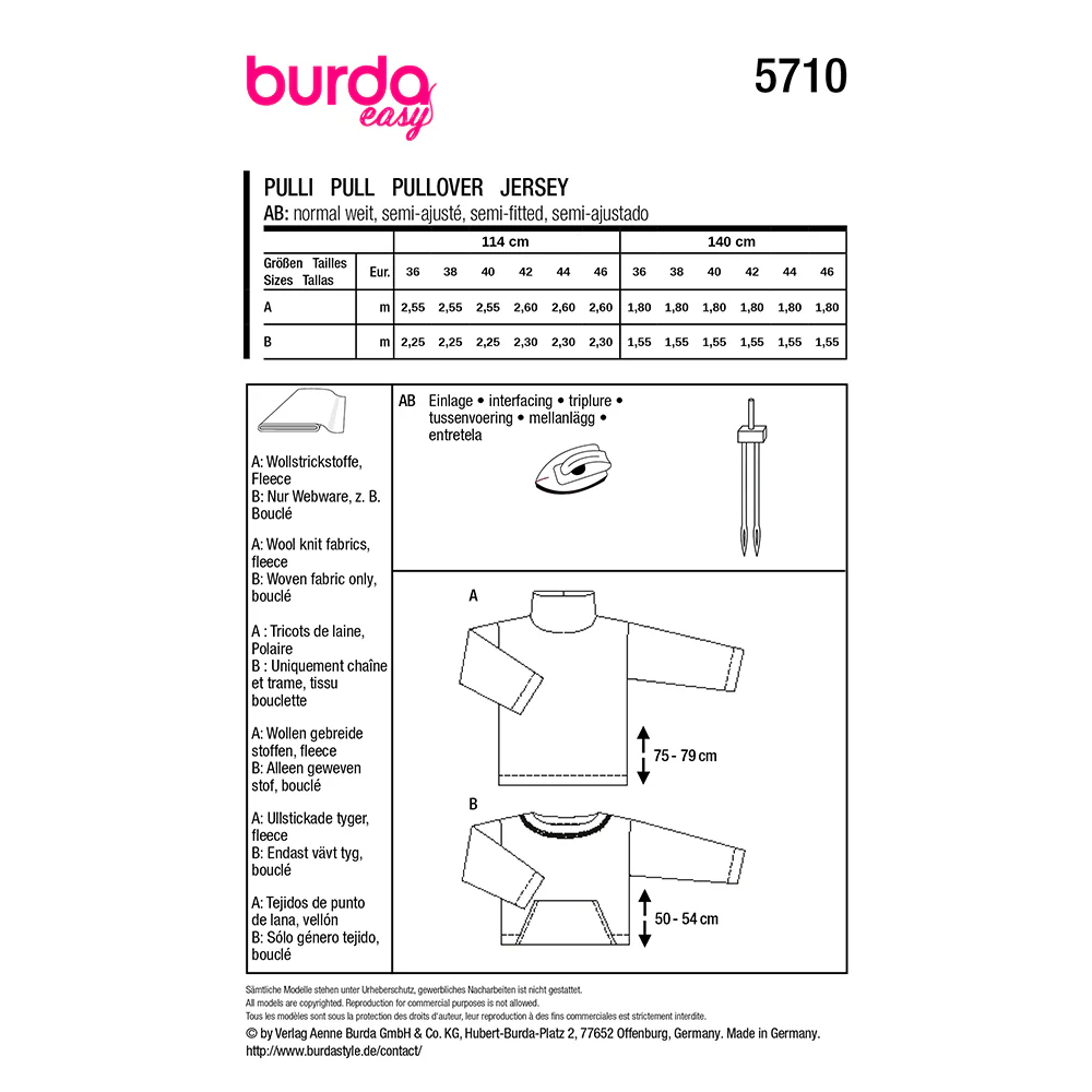 Patron Burda n°5710 : Pull - Image 7