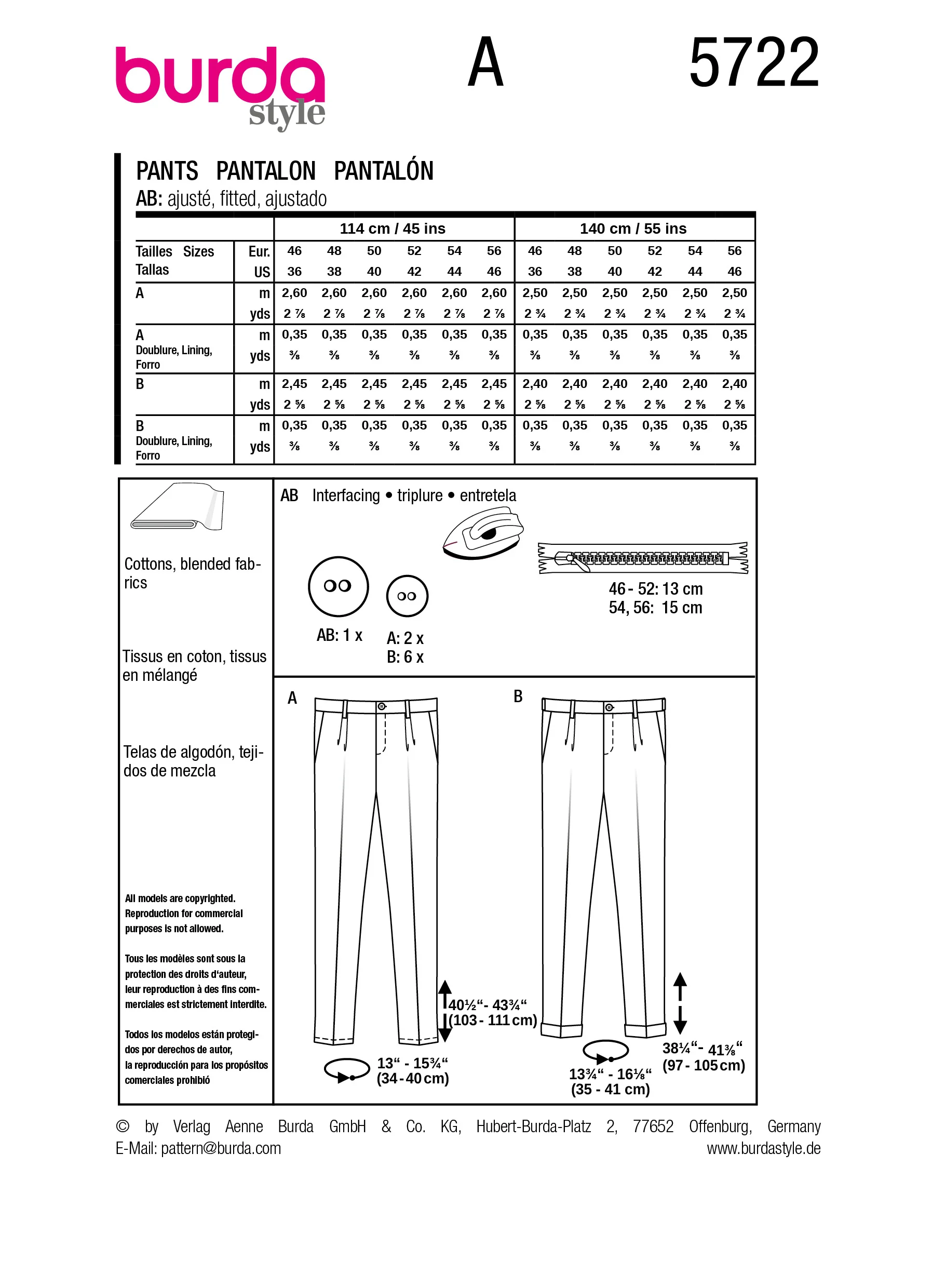 Patron Burda n°5722 : Pantalon - Image 7