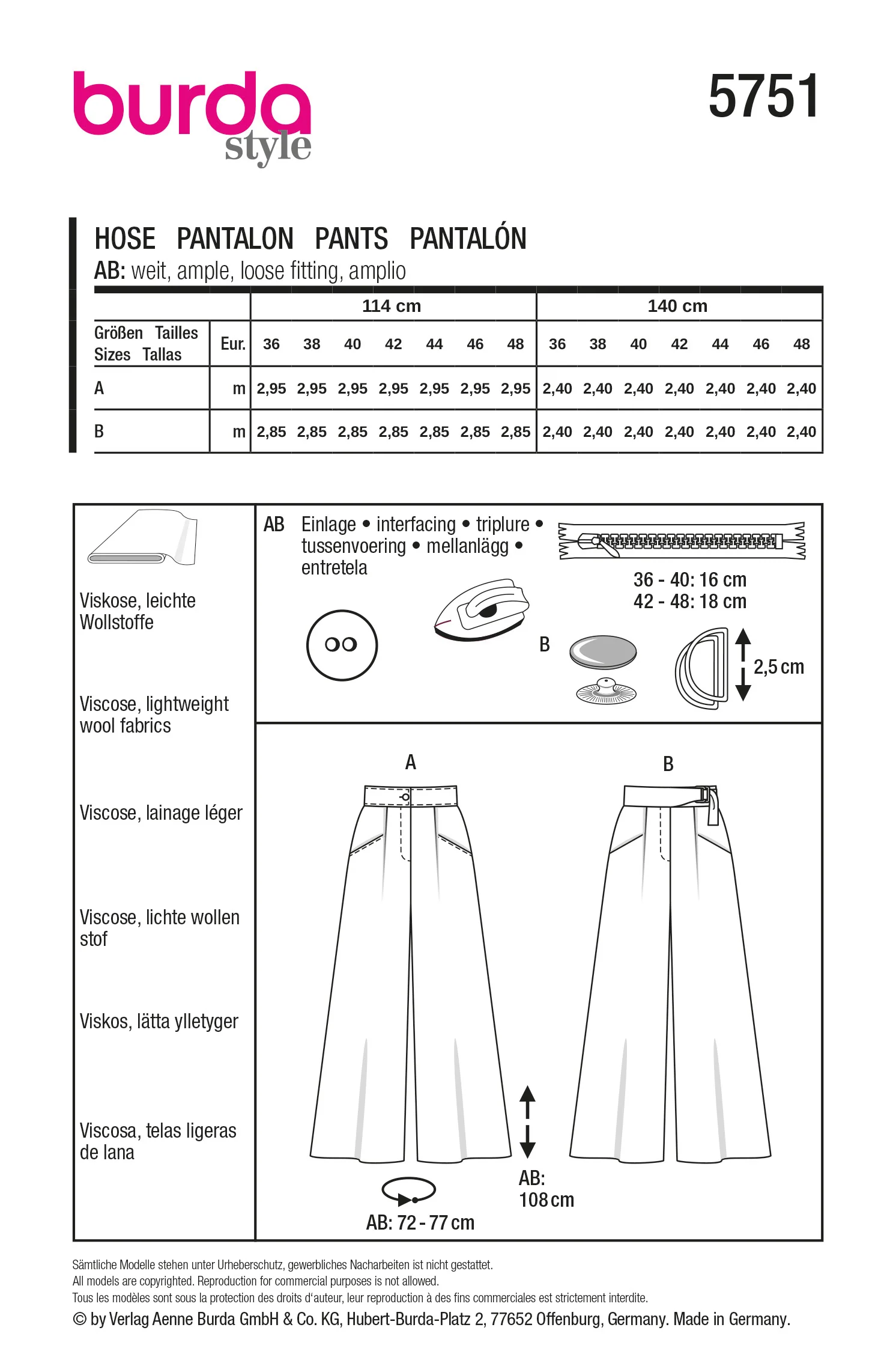 Patron Burda n°5751 : Pantalon - Image 7