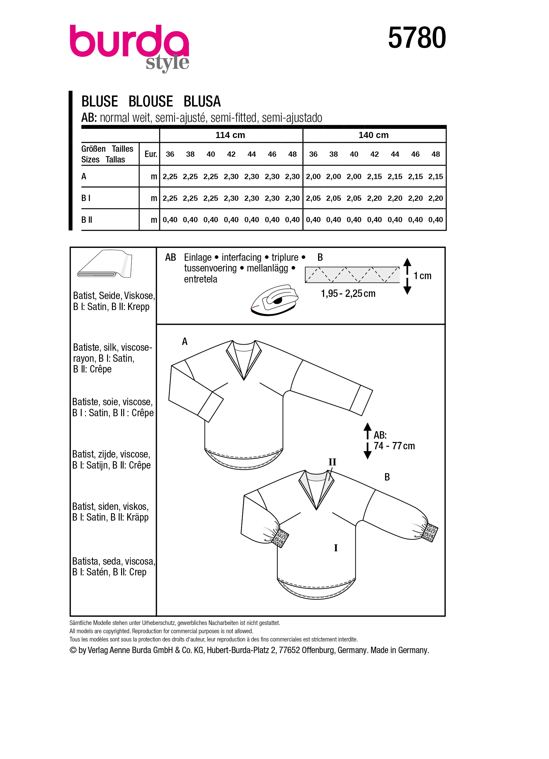 Patron Burda n°5780 : Blouse - Image 9