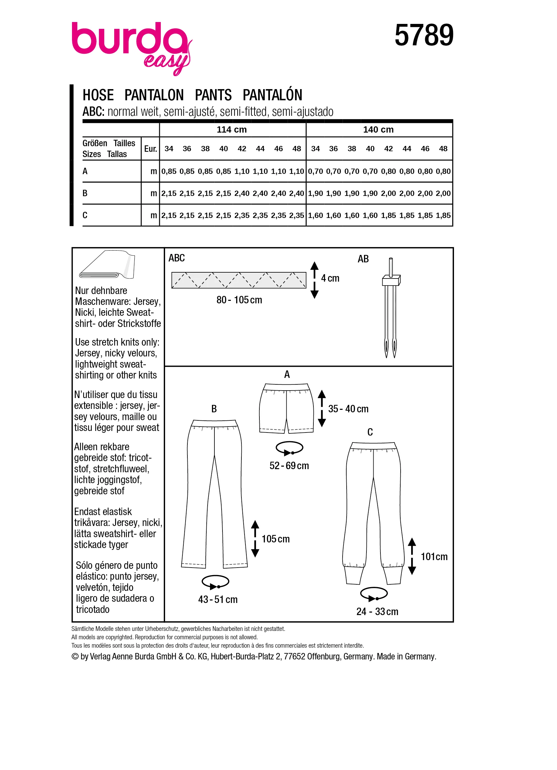Patron Burda n°5789 : Pantalon - Image 12