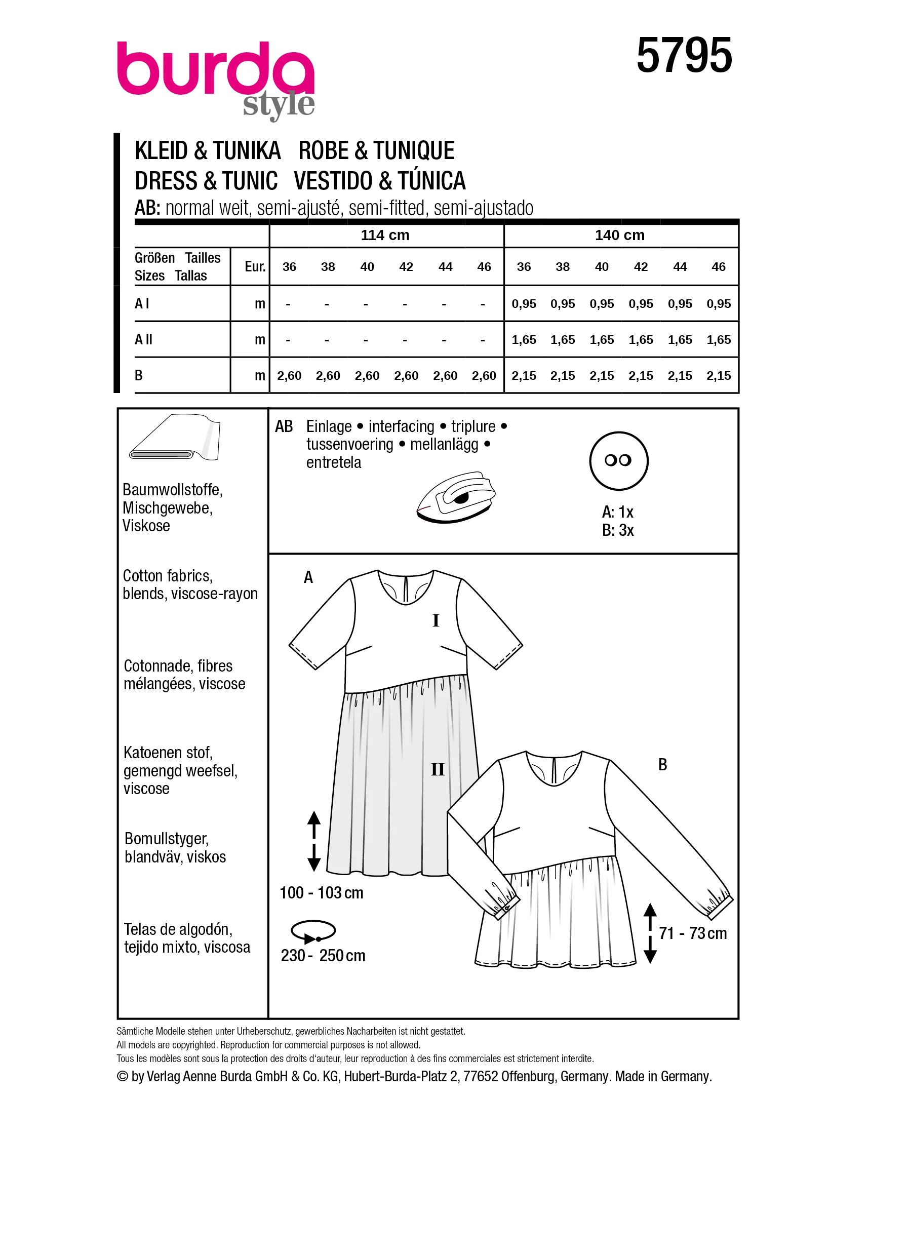 Patron Burda n°5795 : Robe & Tunique - Image 9
