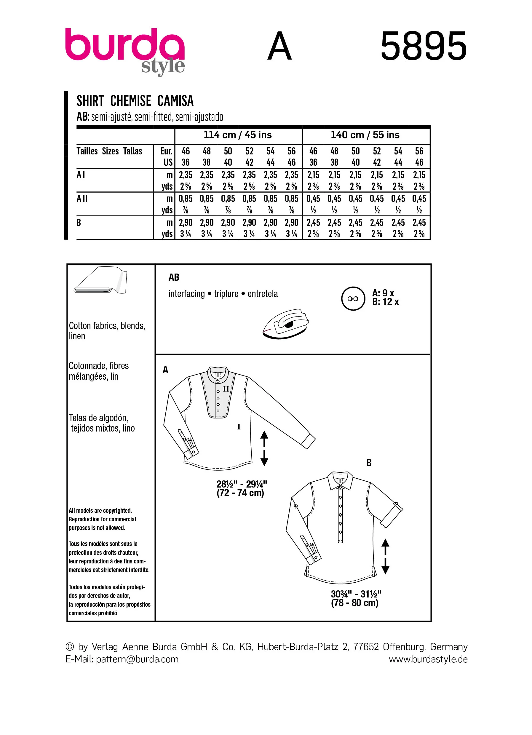 Patron Burda n°5895 : Chemise - Image 9