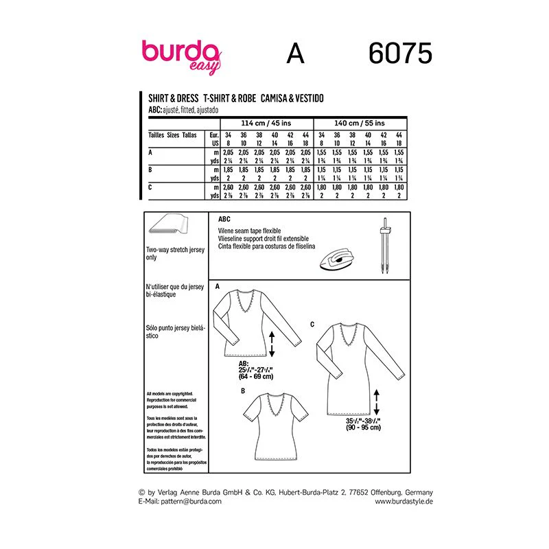 Patron Burda n°6075: T-shirt et robe - Image 2