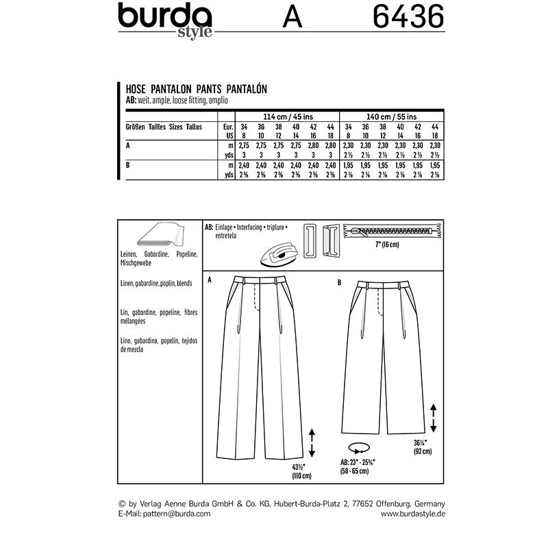 Patron Burda n°6436: Pantalon larges - Image 4
