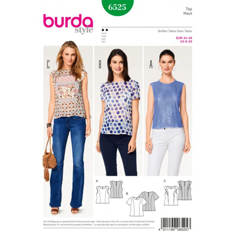 Patron Burda n°6525: Top simple