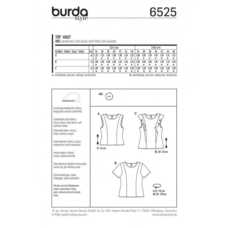 Patron Burda n°6525: Top simple - Image 2