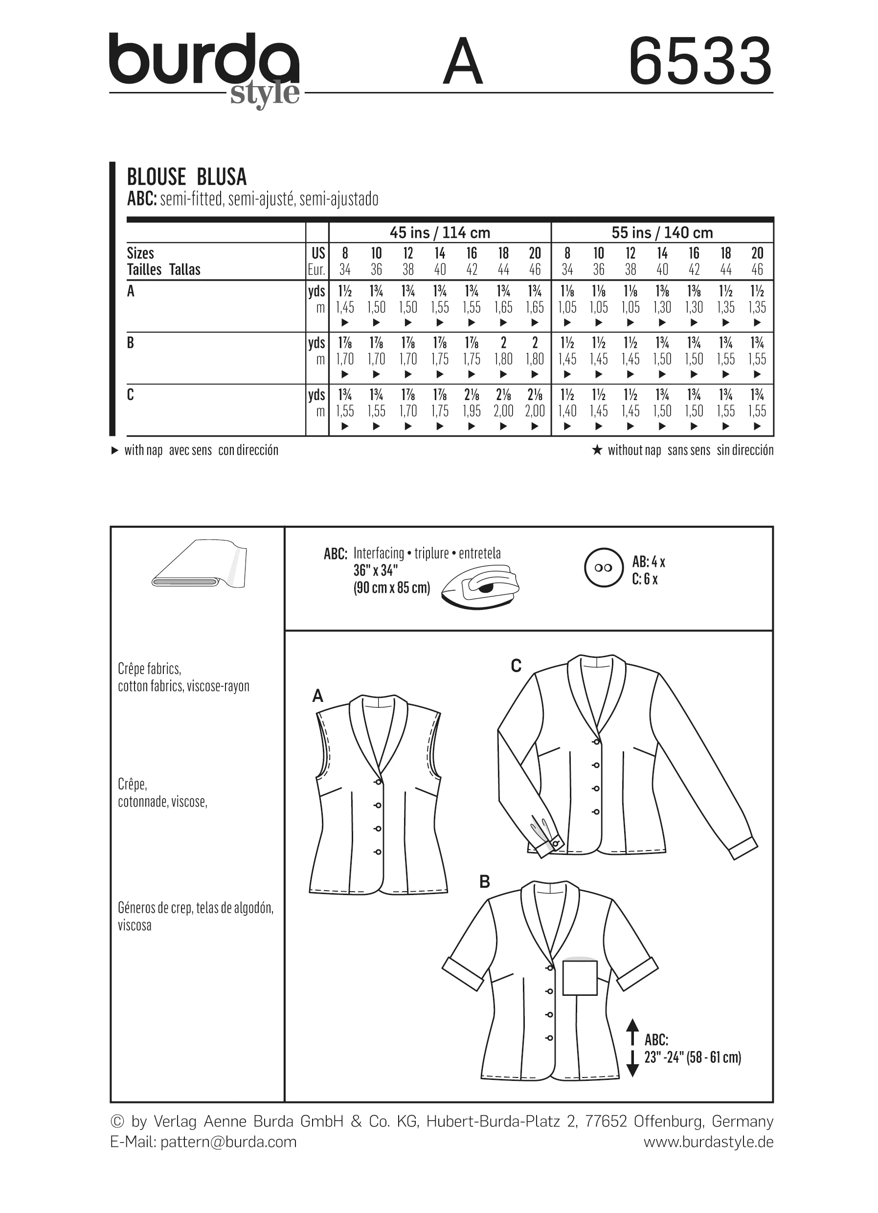Patron Burda n°6533: blouse à col châle - Image 4