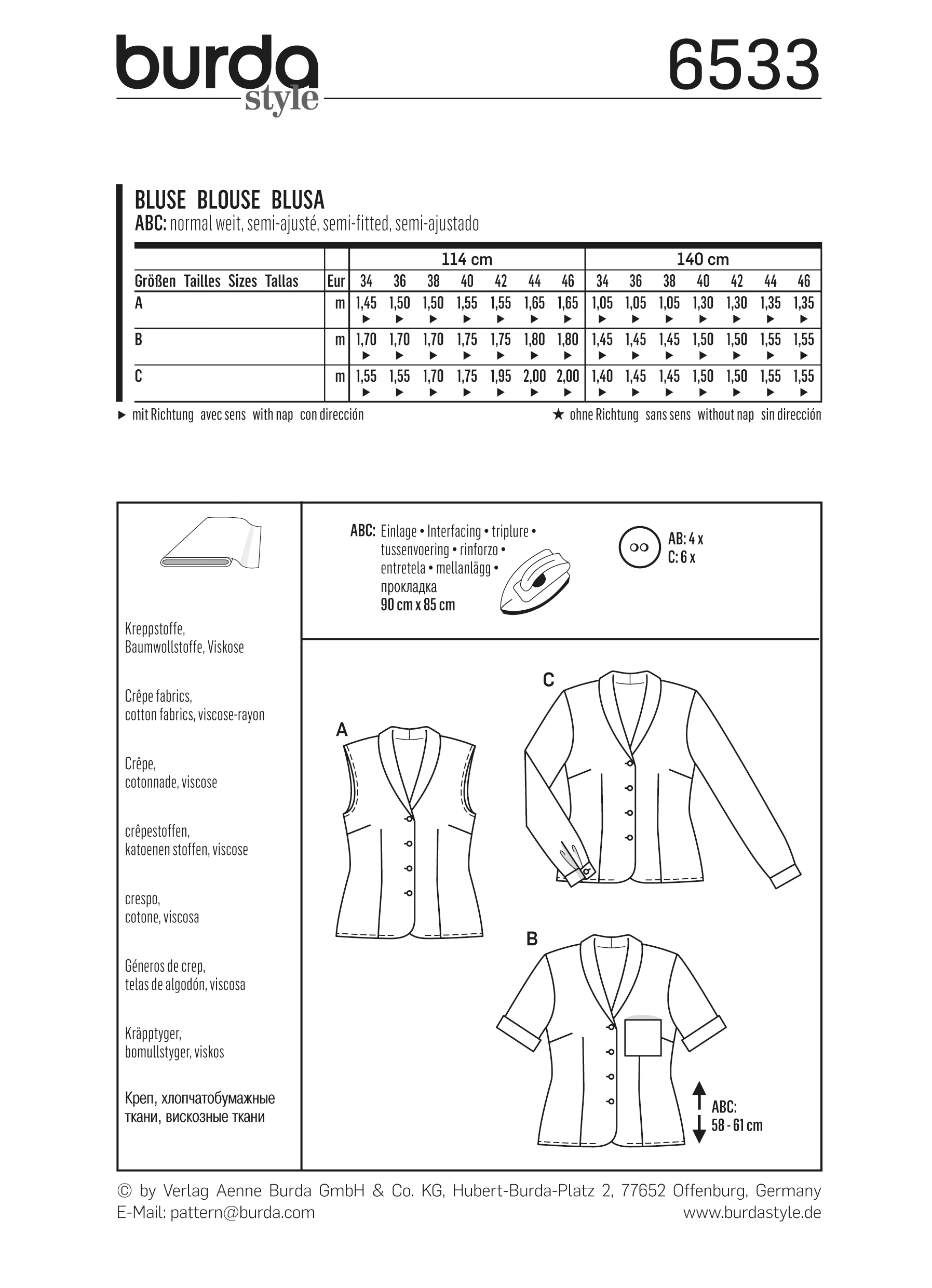 Patron Burda n°6533: blouse à col châle - Image 5
