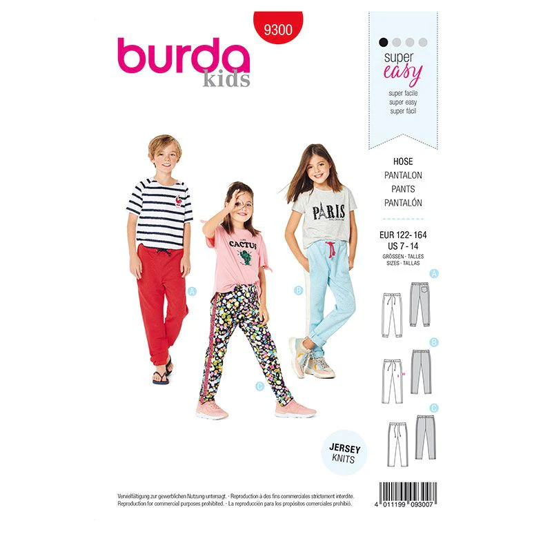 Patron Burda n°9300: Pantalon de jogging Enfant