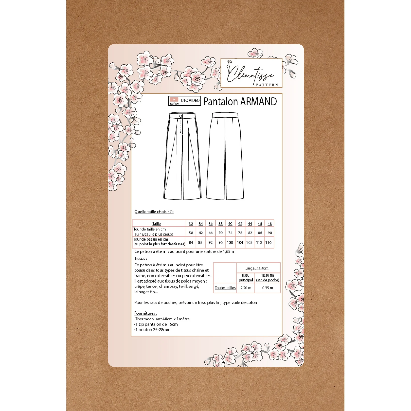 Patron de couture Pantalon ARMAND