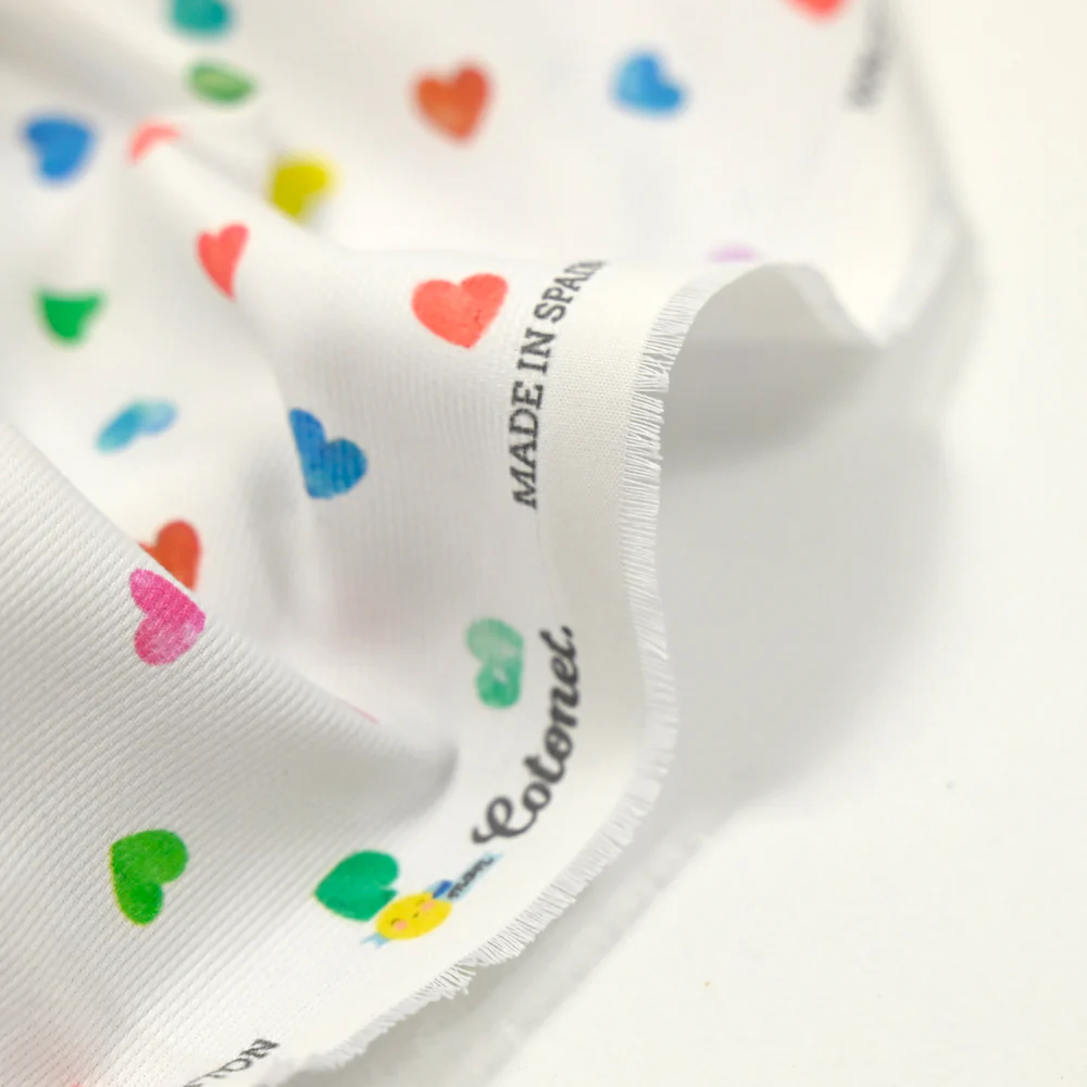 Piqué de coton imprimé arc en ciel de coeur - Image 4