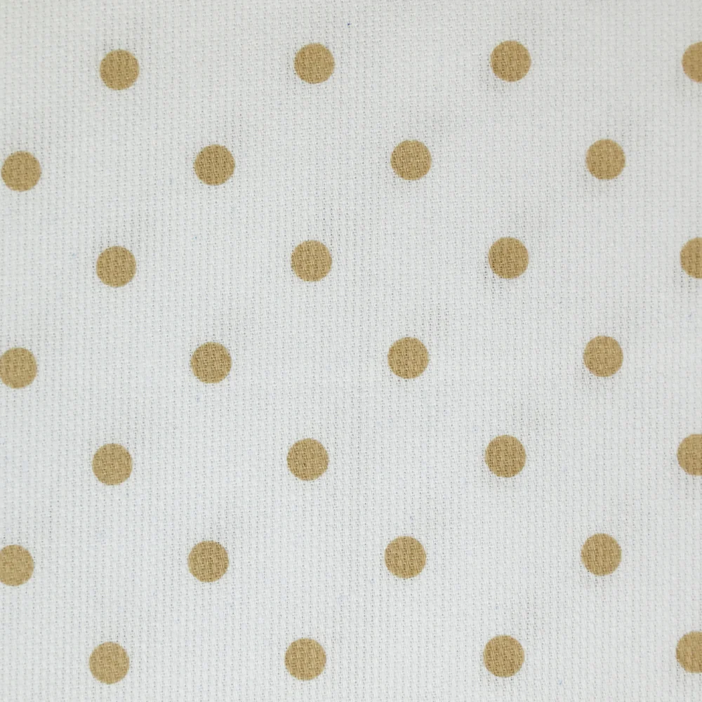 Piqué de coton imprimé pois beige fond blanc - Image 4