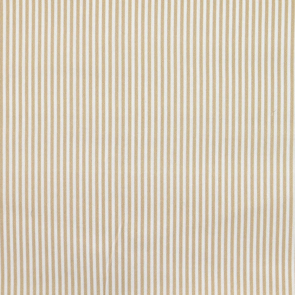 Piqué de coton imprimé rayé beige fond blanc