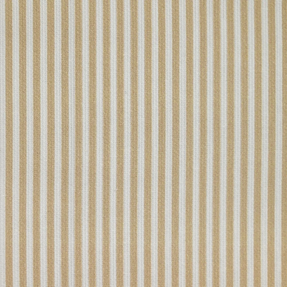 Piqué de coton imprimé rayé beige fond blanc - Image 3