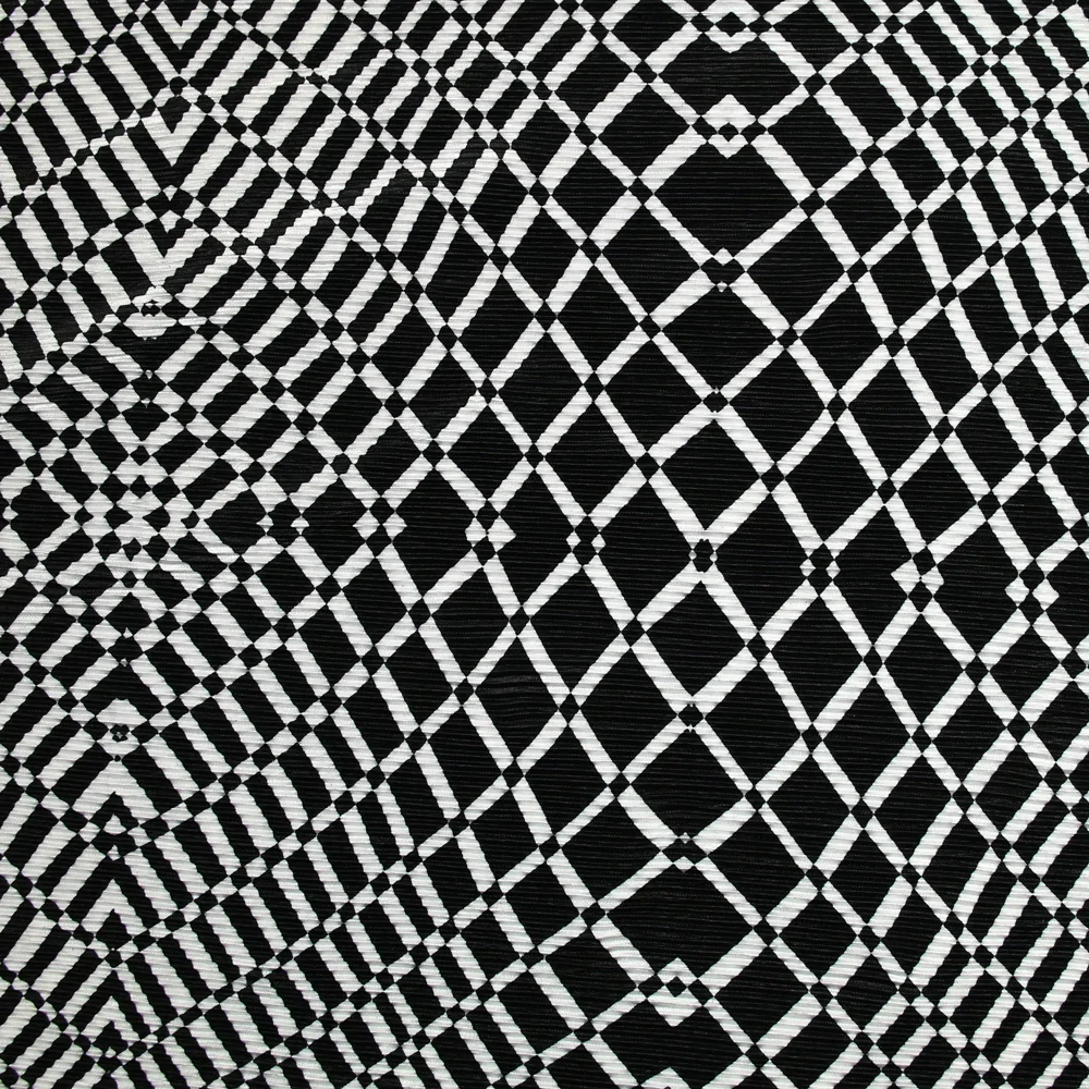 Plissé polyester imprimé top départ noir et blanc