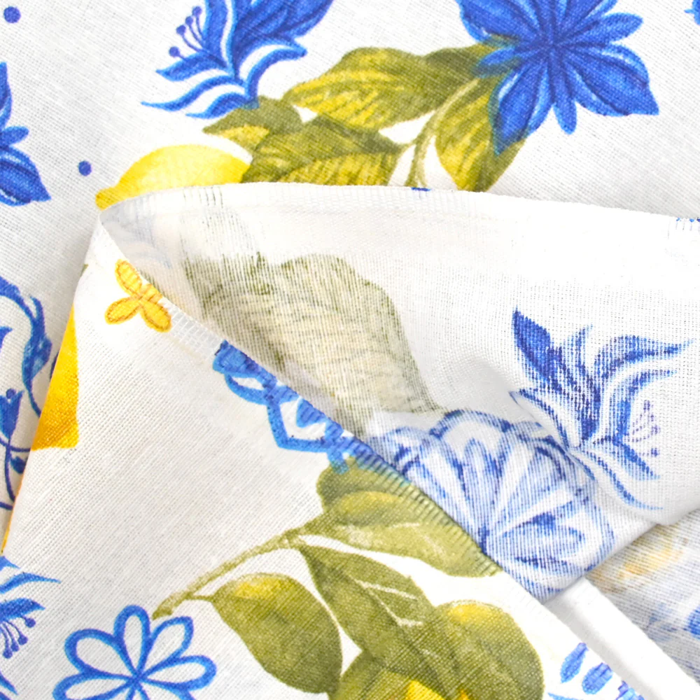 Polycoton imprimé citron azulejo fond blanc - Image 4