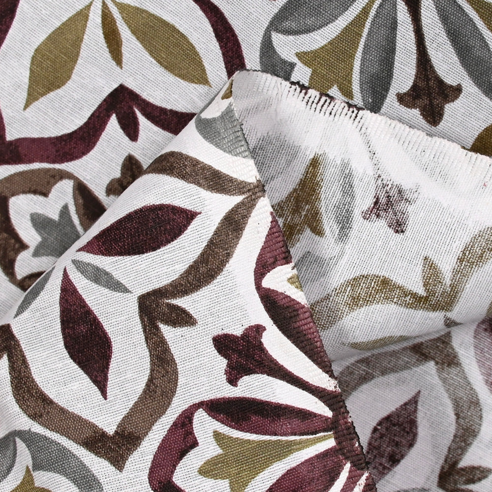 Polycoton imprimé faïence marron et kaki - Image 4