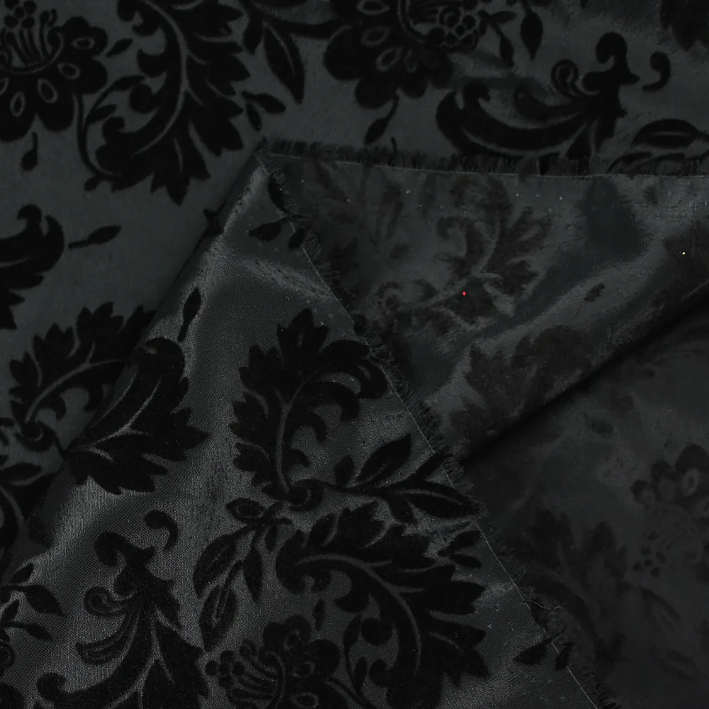 Polyester arabesque en velours ras appliqué noir - Image 4