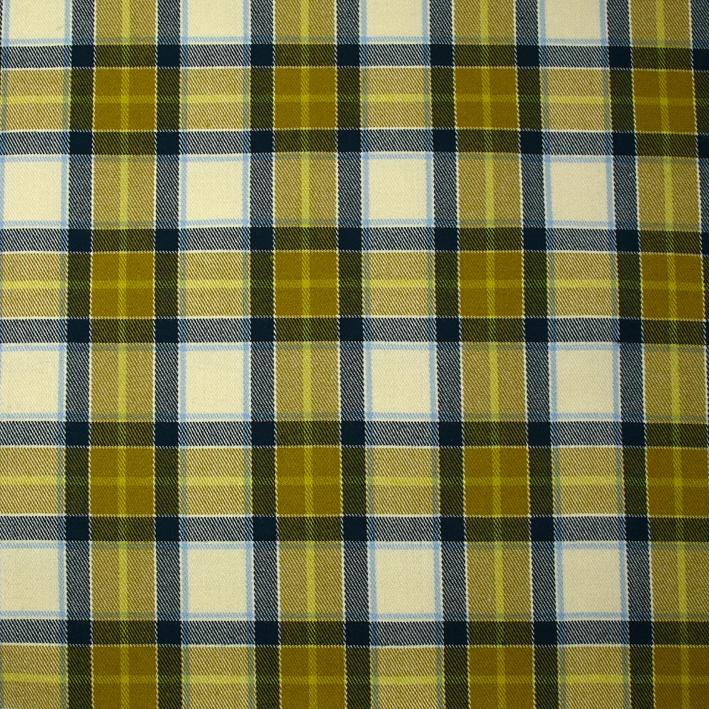 Polyviscose tissée-teinte à carreaux Franck olive fond écru - Image 4