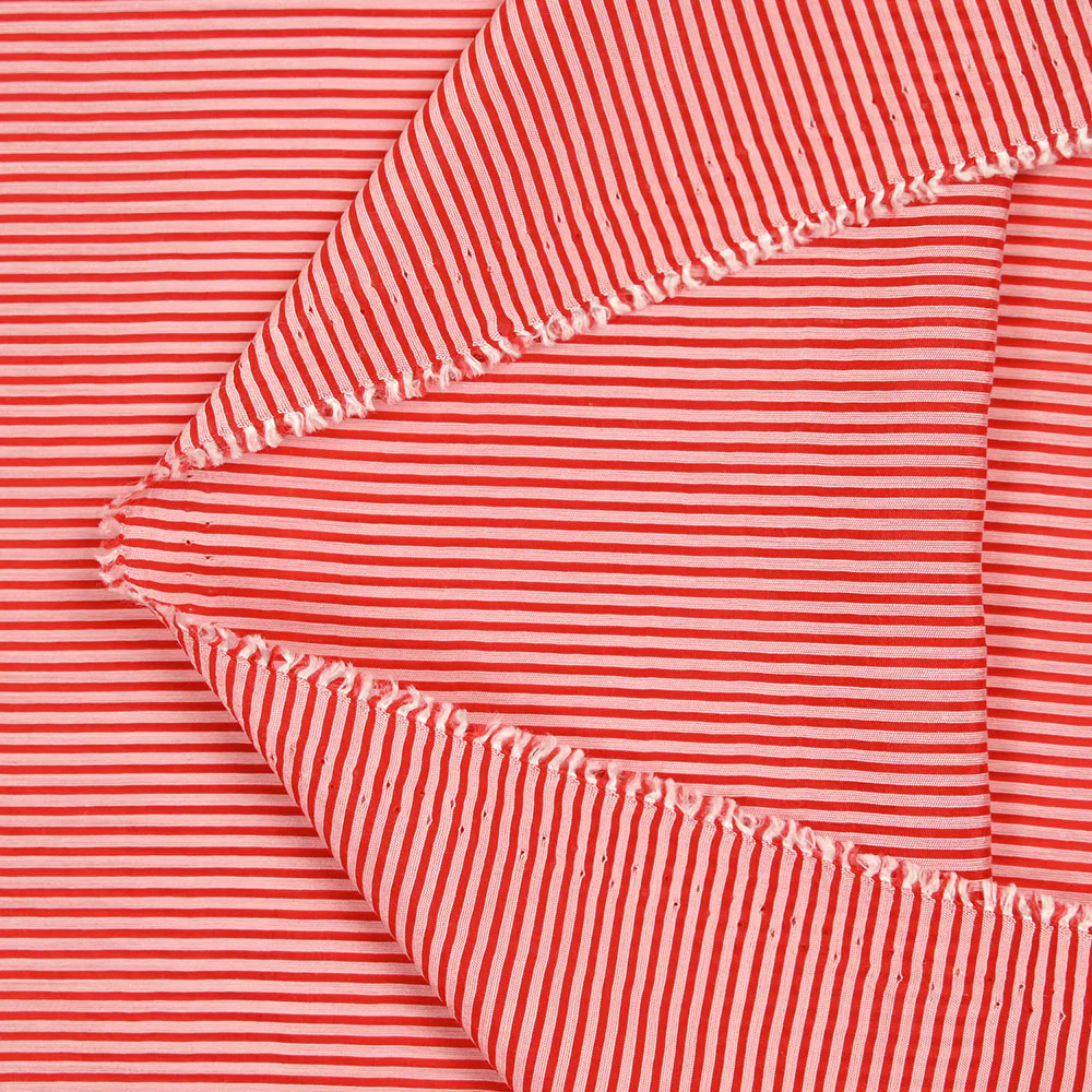 Polyviscose tissée-teinte rayure blanche et rouge - Image 3