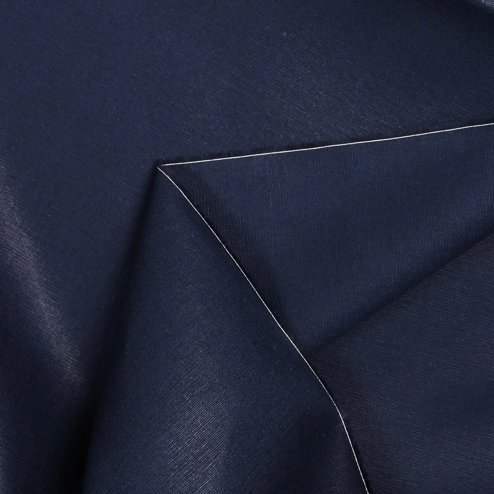 Popeline de coton bleu sombre satiné - Image 3