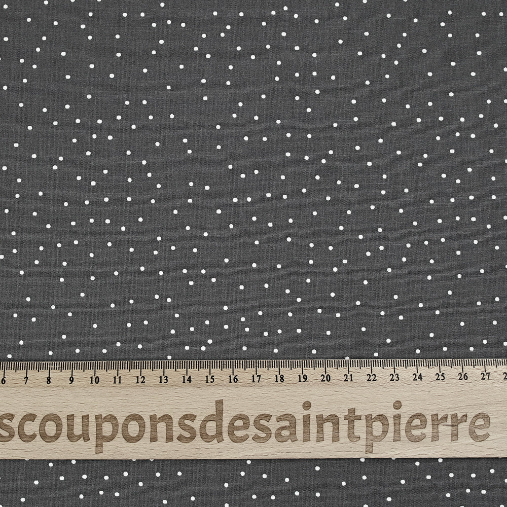 Popeline de coton imprimée confettis fond gris - Image 3