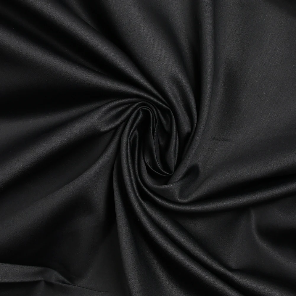 Popeline de coton satinée noir - Image 2