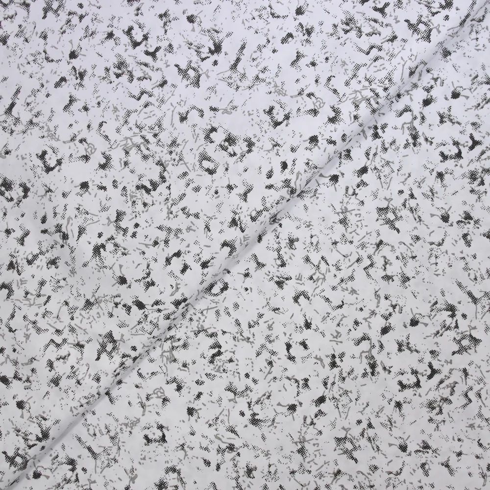 Popeline polycoton imprimée army gris