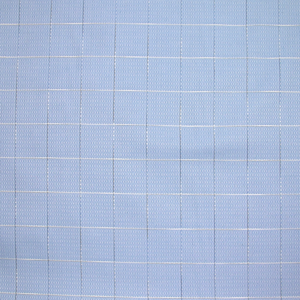 Popeline polycoton jacquard à carreaux ciel